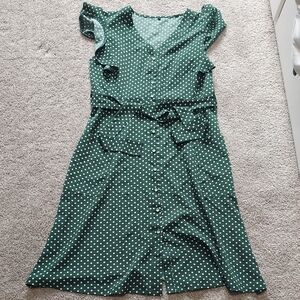 Green Polka Dot Retro Dress